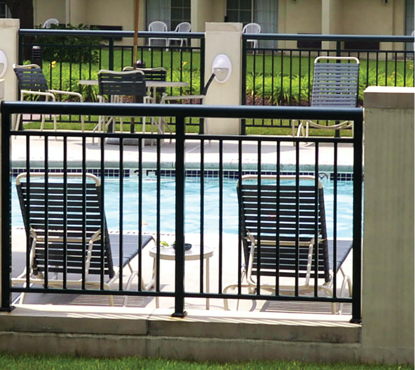 A Fairway fence along a pool