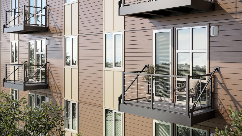 Prefabricated balcony on a multifamily project.