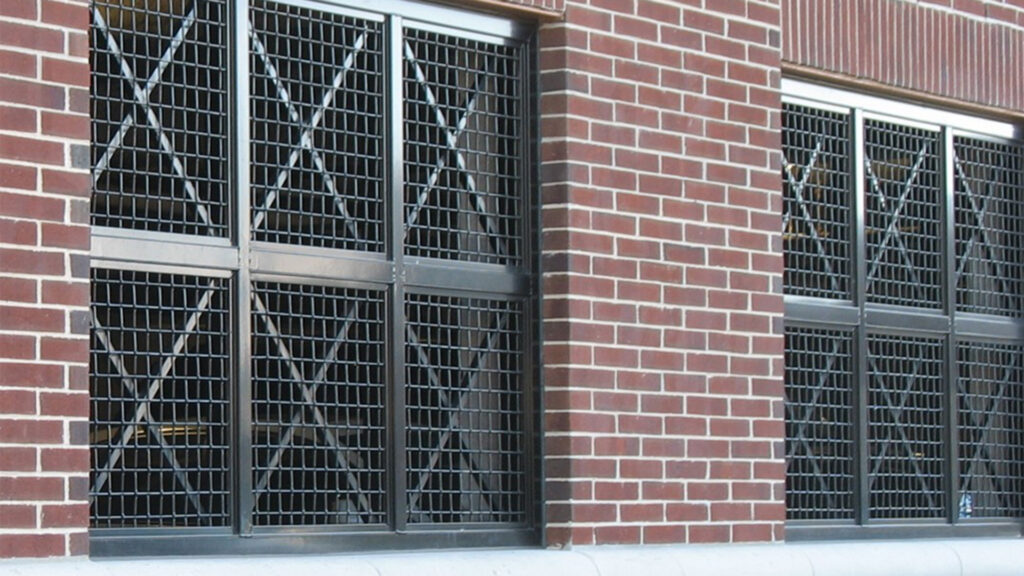 Architectural garage grille on a multifamily space.