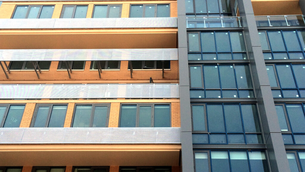 Multifamily space showcasing perforated infill.