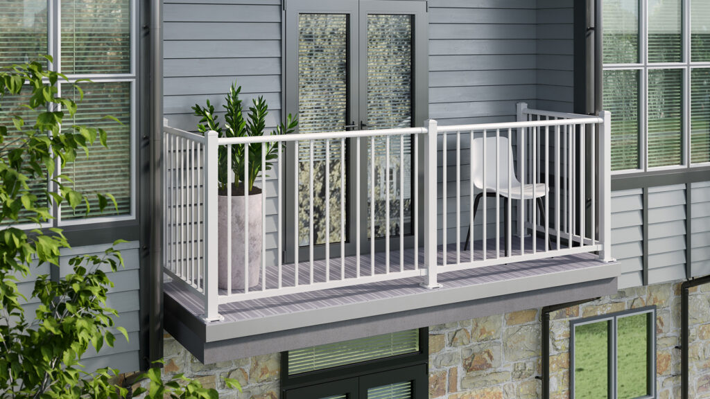 Prefabricated aluminum balcony on a multifamily project.